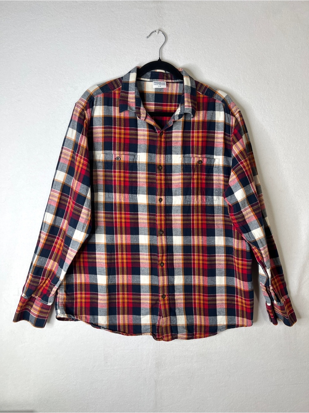 WindRiver Men's Plaid Button-Up Shirt Size Large Classic Fit Outdoor Cottagecore